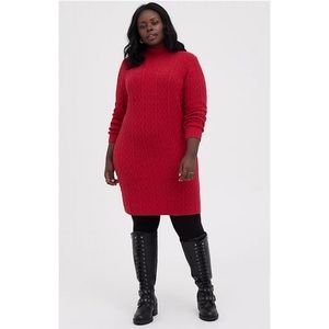 Torrid Mock Neck Mini Dress Cable Knit 